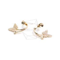 ERG-2392-G【2個入り】CZ バタフライピアス ,CZ Butterfly Earring Post 2枚目の画像