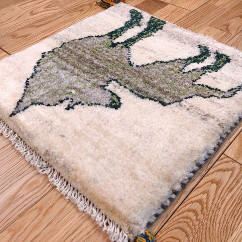 ペルシャ ギャッベ ミニマット 40.5x40cm 狼 アイボリー グレー ペルシャ ギャッベ ミニマット 40.5x40cm 狼 アイボリー グレー