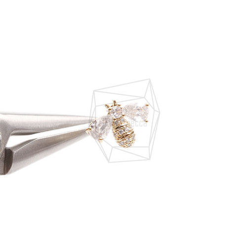 ERG-2393-G【2個入り】CZ ハニービーピアス,Honey Bee Earring