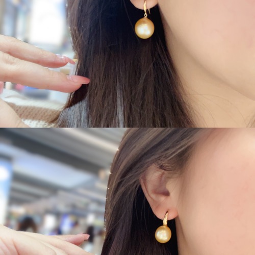 高級】南洋真珠 フックピアスk18 ピアス（フック・チェーン） パール