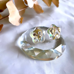 glass star clear aurora gold Earrings 7枚目の画像