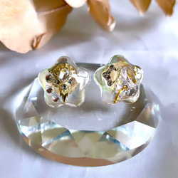 glass star clear aurora gold Earrings 1枚目の画像