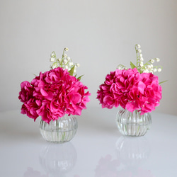 《ずっと咲いてる》ルビーカラー紫陽花とすずらん（無料ギフトラッピング） 3枚目の画像