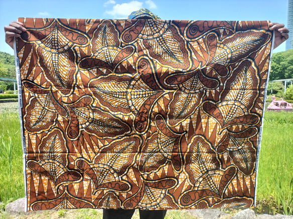アフリカ布　ベナン布　植物　ハンドメイド素材 パーニュ 3枚目の画像