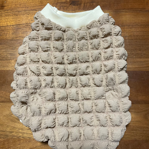 ハンドメイド　編み模様両面ボアタンクトップ　犬服 犬服 ぽこぽこタンクトップ モカ☆Mサイズ☆ ハンドメイド