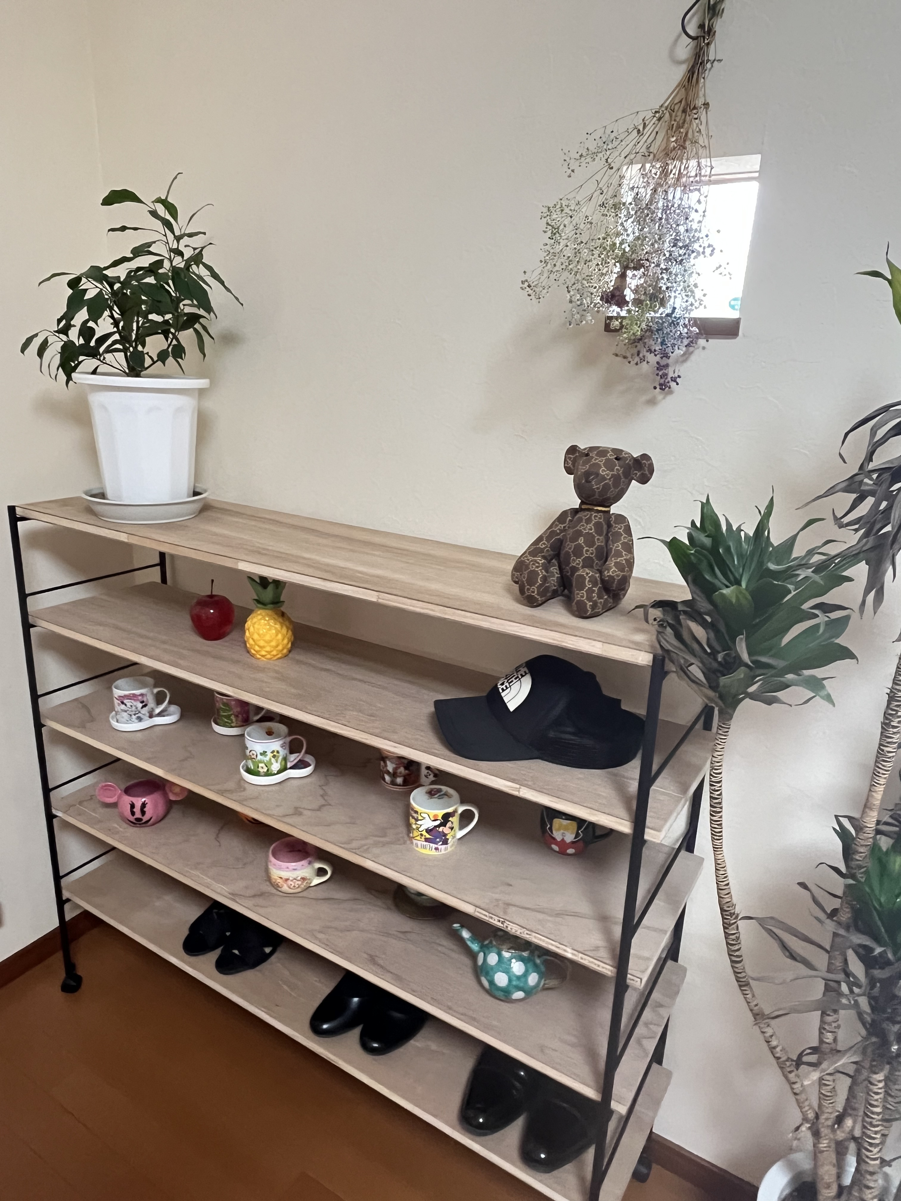 アイアンシューズラック6段1200幅キャスター付き