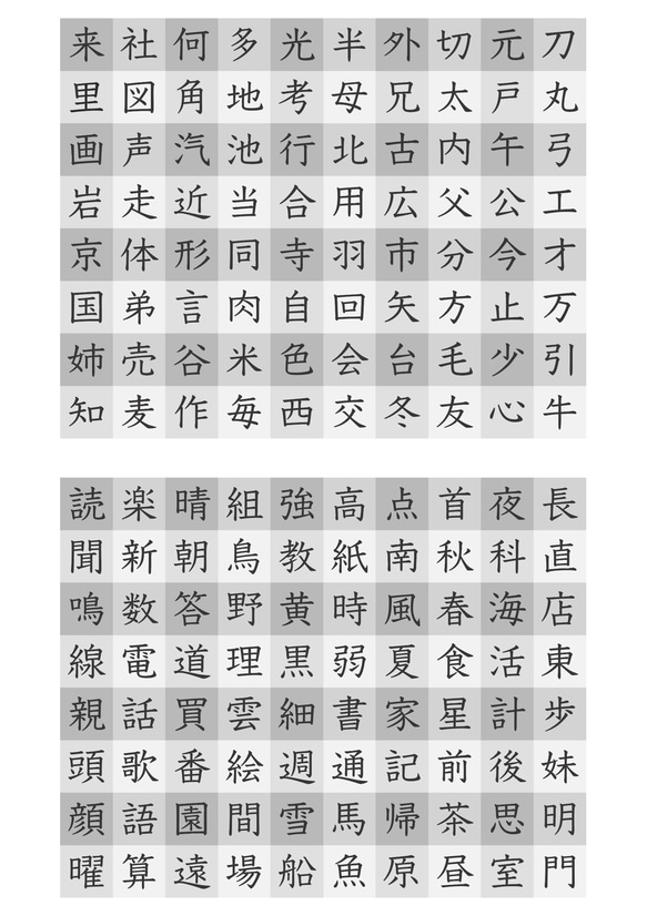 ゆゆ様オーダー品　漢字2年生一式モノクロ 2枚目の画像