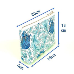 ウィリアム・モリス生地使用 「アネモネ」ポーチ 青(大) 20cm ファスナー 2枚目の画像