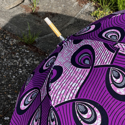 日傘　アフリカンプリントの日傘（パープル） 4枚目の画像