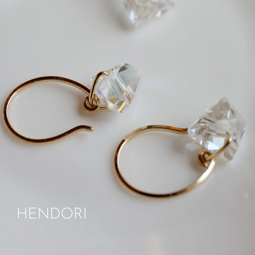 【8月末まで値下げ】14KGF　フープピアス　　パイレックスガラス 8月末まで値下げ】14KGF フープピアス パイレックスガラス