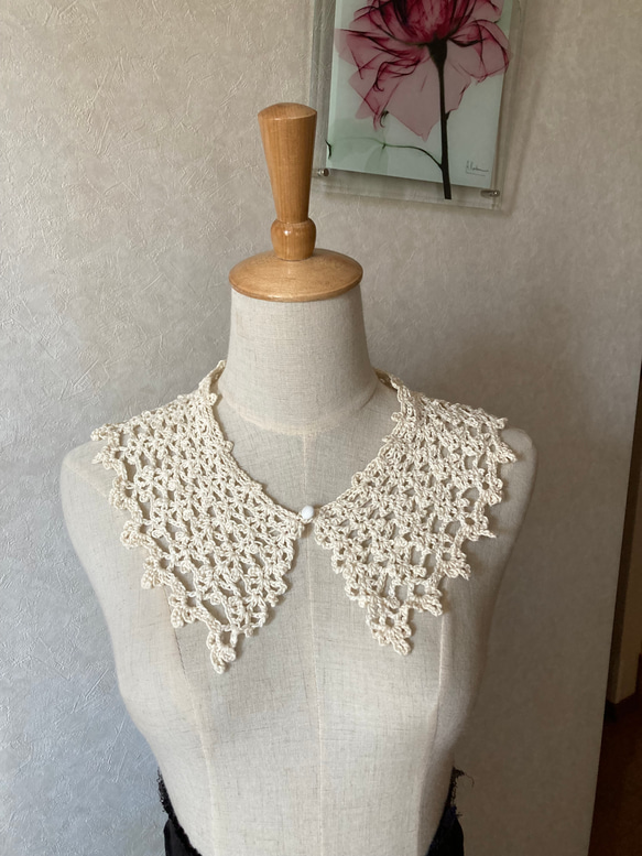 ニット付け襟 リブ編み つけ襟 ハンドメイド 作家 アイボリー 【公式通販】