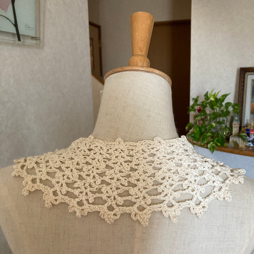 ニット付け襟 リブ編み つけ襟 ハンドメイド 作家 アイボリー 【公式通販】