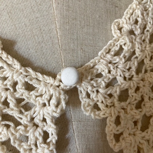 ニット付け襟 リブ編み つけ襟 ハンドメイド 作家 アイボリー 【公式通販】