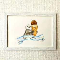【送料無料】ラッコのアイスクリーム屋さん白Tシャツ～子供から大人までみんなで使える13サイズ～ 3枚目の画像