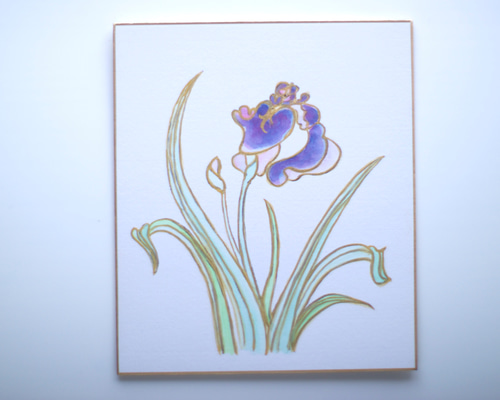 花菖蒲の画　美品　橋作　大特価セール　凄く惹かれます　いい絵です 74478f2cd3c7c2c9b3173fc1235fb7