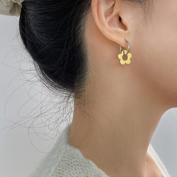 ☆CICI☆ 2way シルバーとゴールドコンビ フラワー フープピアス