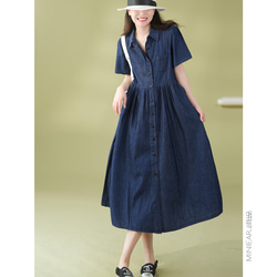 ★Karen Millen★デニムボタンフロント半袖ペンシルミディドレス KAREN MILLEN* テーラード ボタンフロントペンシルミディドレス