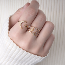 【選べる】三日月と星の惑星リング２点セット　フォークリング 大ぶり　クリスマス 5枚目の画像