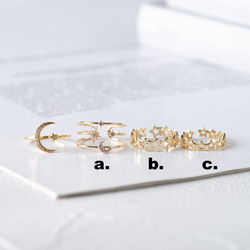 【選べる】三日月と星の惑星リング２点セット　フォークリング 大ぶり　クリスマス 6枚目の画像