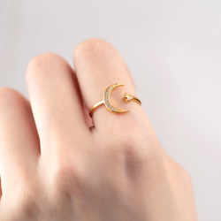 【選べる】三日月と星の惑星リング２点セット　フォークリング 大ぶり　クリスマス 8枚目の画像