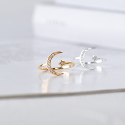 【選べる】三日月と星の惑星リング２点セット　フォークリング 大ぶり　クリスマス 7枚目の画像