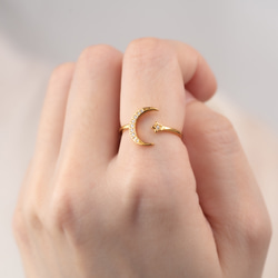 【選べる】三日月と星の惑星リング２点セット　フォークリング 大ぶり　クリスマス 9枚目の画像