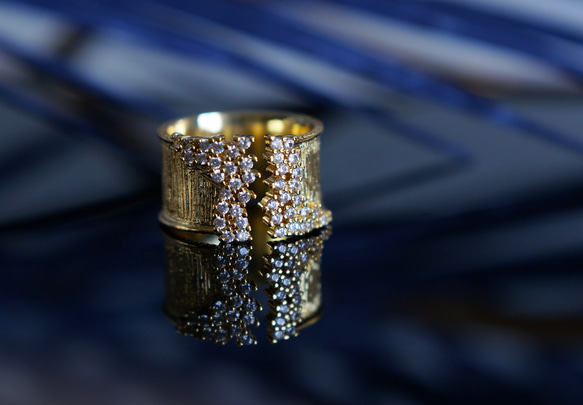 Champagne Bubble CZ Pave Cocktail Ring 4枚目の画像