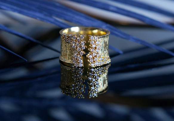 Champagne Bubble CZ Pave Cocktail Ring 3枚目の画像