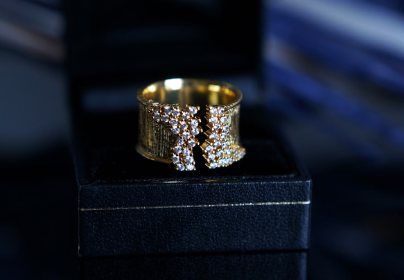 Champagne Bubble CZ Pave Cocktail Ring 6枚目の画像