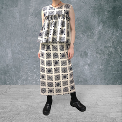 メキシカン　太陽デザイン　コットンリネン　スリットロングスカート 5枚目の画像
