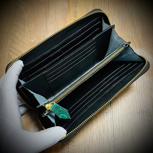 新商品 シャイニング加工 リザード × パイソン 長財布 トカゲ ドラゴン