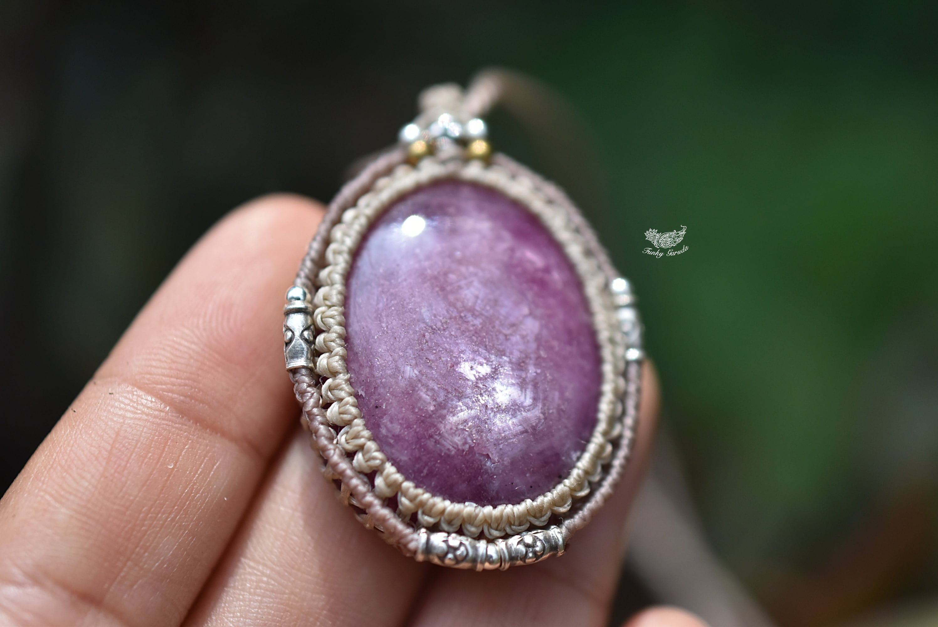 シラー見える★大粒★ルビー マクラメネックレス1030