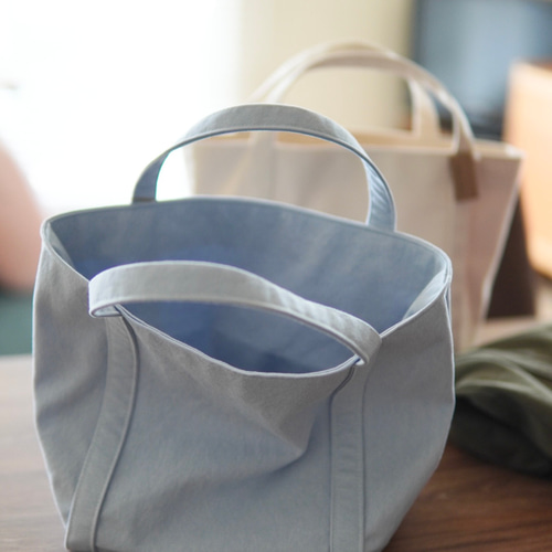 【水時計】ハンドメイドトートバッグ　帆布 ♡洗えるバッグ！くたっと帆布トート♡たっぷりマチ トートバッグ