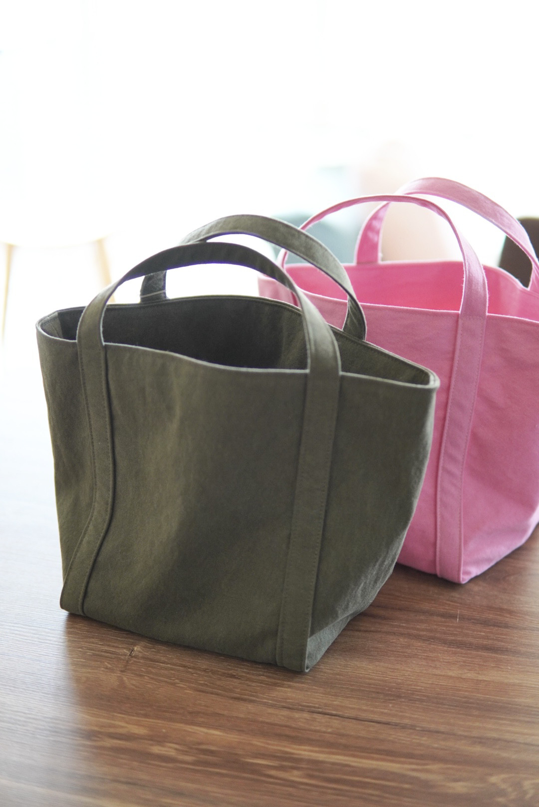 ♡洗えるバッグ！くたっと帆布トート♡たっぷりマチ トートバッグ カーキ