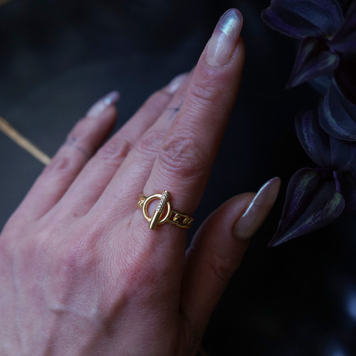CZ Toggle Clasp Chain Adjustable Ring 指輪・リング Ostara 通販