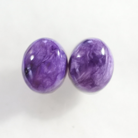 （1 件）Charoite 耳釘（10 x 8 毫米，鈦柱） 第1張的照片