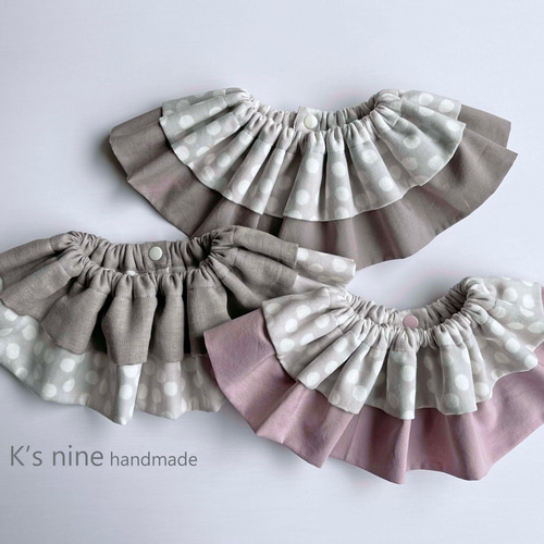 二段フリルのまんまるスタイ【Polka dots】 出産祝 出産準備 フリル