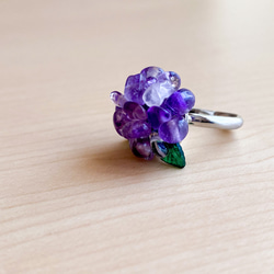 天然石の紫陽花のリング（アメジスト） 4枚目の画像