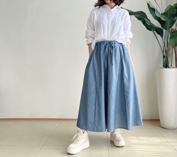 ヒッコリーストライプデザイン デニムロングスカート（6月末迄） PATY スカート ロング ロングスカート ヒッコリー ストライプ