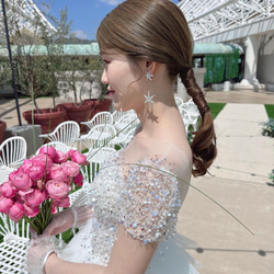 韓国風　ティアード　段チュール　ウェディングドレス 7枚目の画像