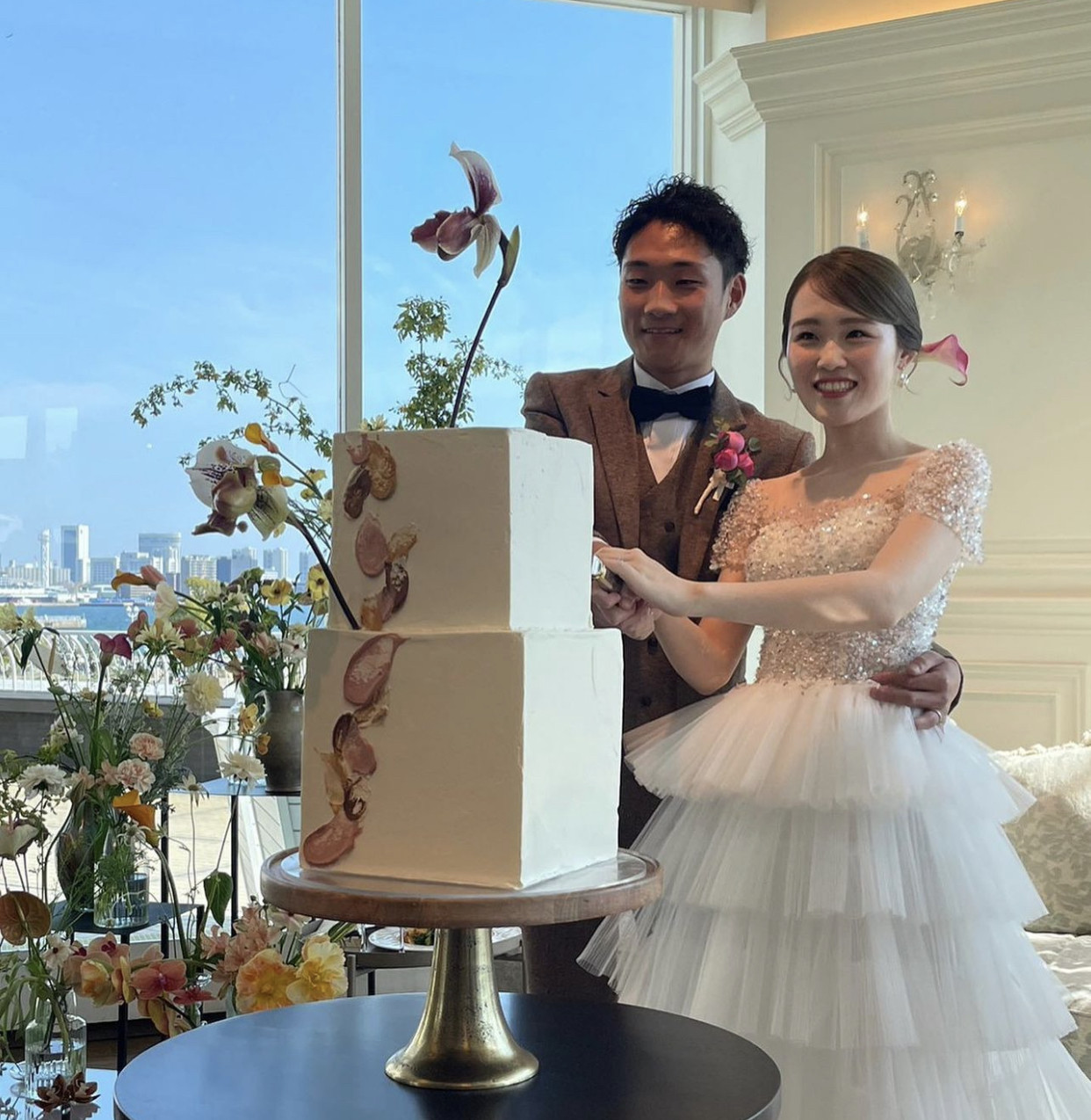 韓国風 ティアード 段チュール ウェディングドレス ドレス MINLADY