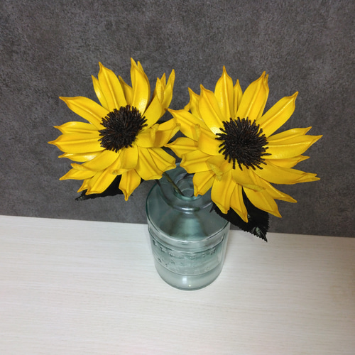 レザー フラワー ヒマワリ 皮革 花 アートフラワー GIFT.FLower