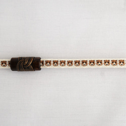 くま三分紐150cm　茶色のくまと白くま　手織り　帯締め 4枚目の画像
