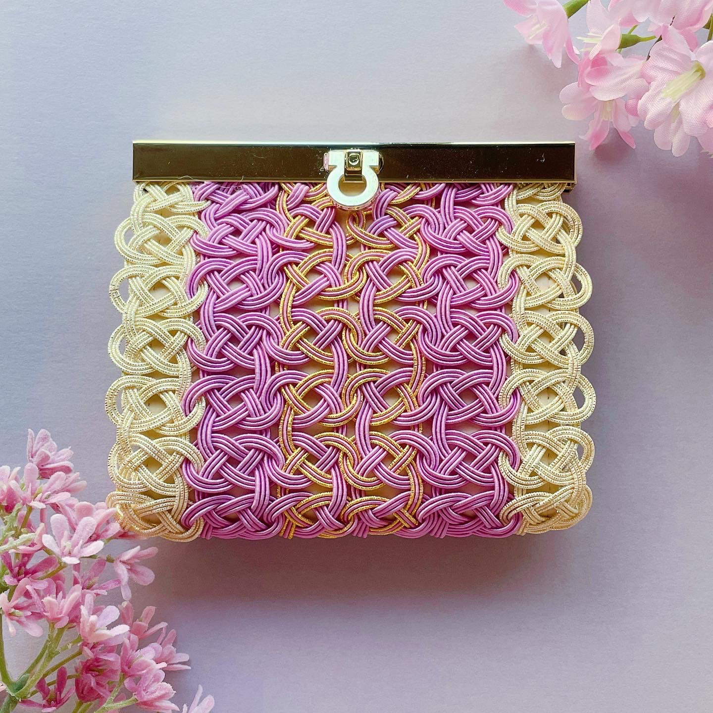 お金とご縁を結ぶ 水引がま口財布（ラベンダーパープル） 15,400円