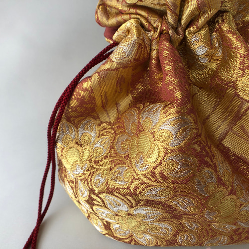 アンティークキルト　フラワーガーデン　リメイク巾着トートバッグB アンティークキルト フラワーガーデン リメイク巾着トートバッグ