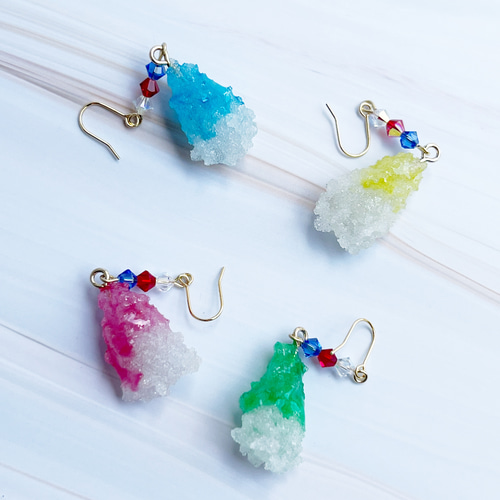 選べるお味・レジンで作った溶けないかき氷のピアス イヤリング