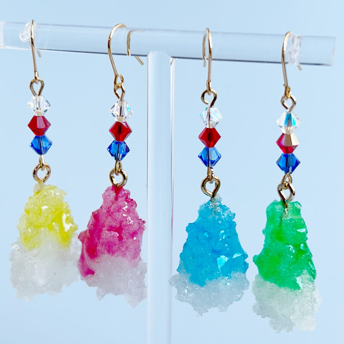 選べるお味・レジンで作った溶けないかき氷のピアス イヤリング