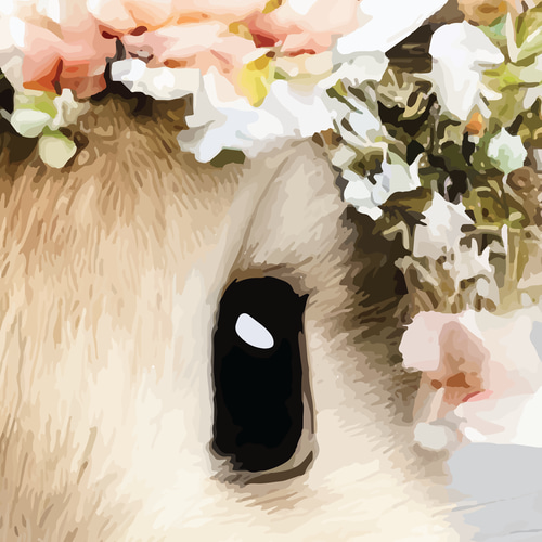 キッズアート 可愛いうさぎと花冠 子供部屋インテリア 癒しの