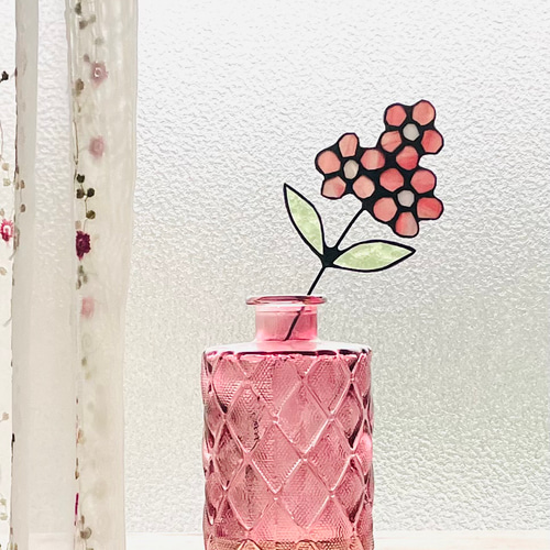 ステンドグラス ピンク お花 一輪・ピンクのお花 フラワー ステンドグラス ピンク お花 一輪・ピンクのお花 フラワー