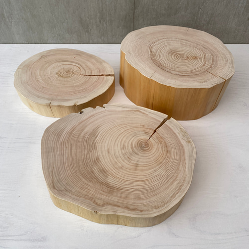 大きいヒノキの切り株プレート】アクセサリー置き ディスプレイ ひのき